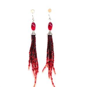 SOLD - Red Waterfall Earrings